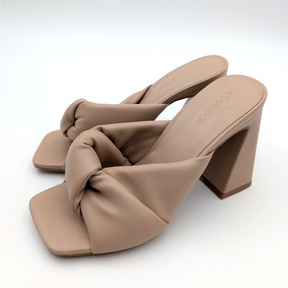 Open Edit Saydee Block Heel Sandal Knot Front Women's Brown Size US6M EU37